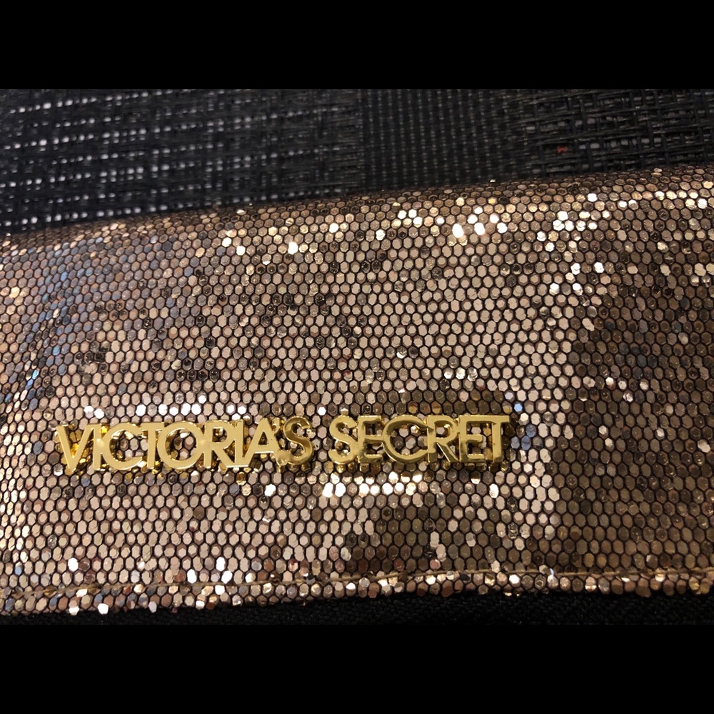 Victoria’s Secret fold over gold glitter clutch